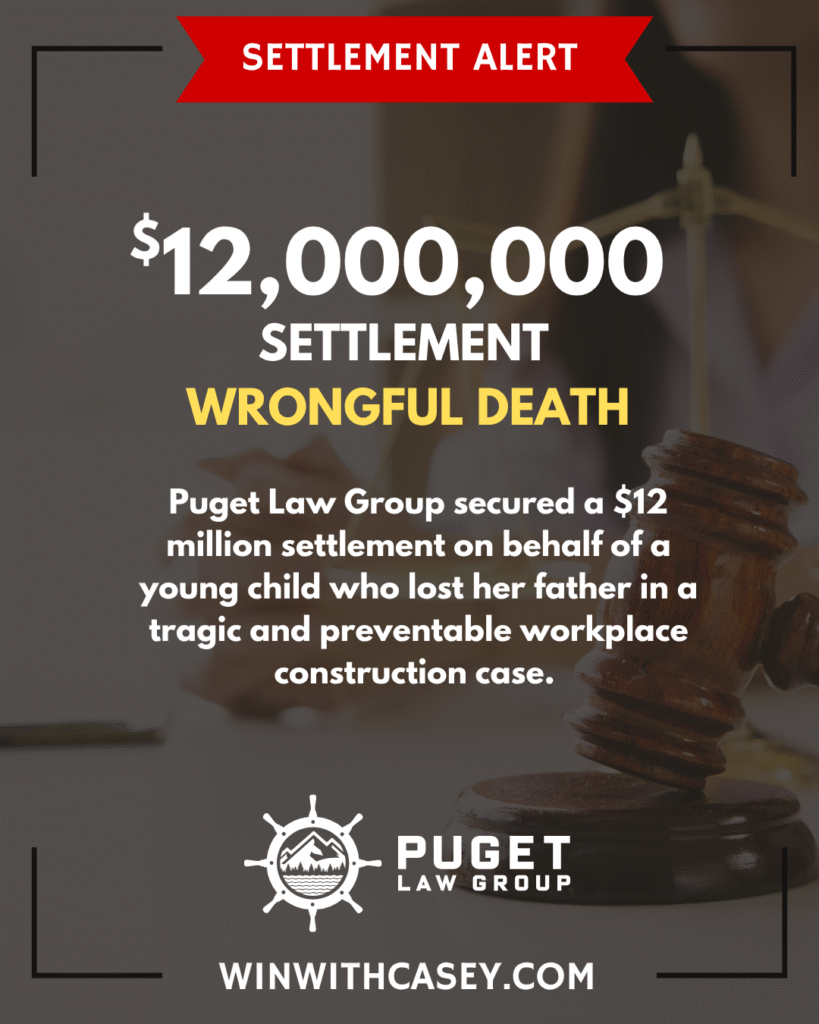 Settlement alert banner announcing a successful personal injury case result — law firm helps injured clients recover financial compensation through negotiated settlements or trial verdicts.